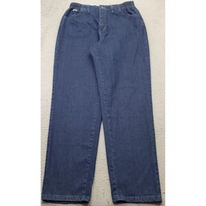 Lee Jeans Womens 12M Blue Denim Straight Leg Relaxed Fit High Rise Elastic Waist